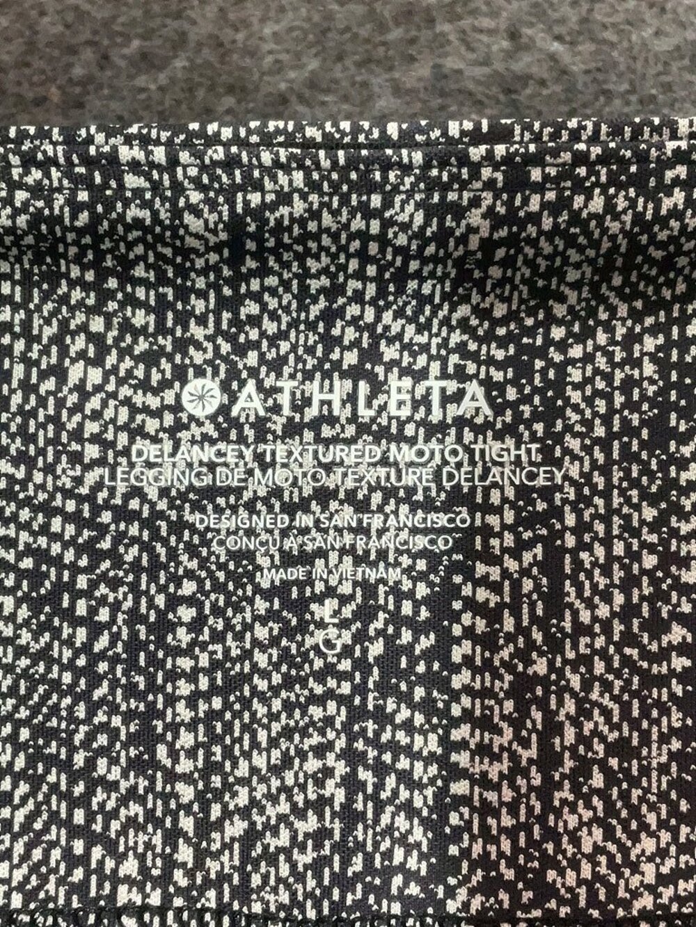 Athleta Delancey Textured Moto Leggings – Black & White – Size L - Picture 5 of 5